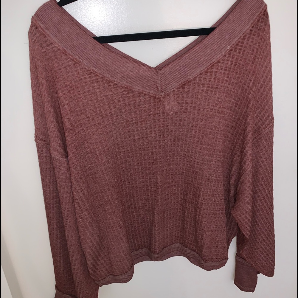 Free people waffle knit long sleeve top